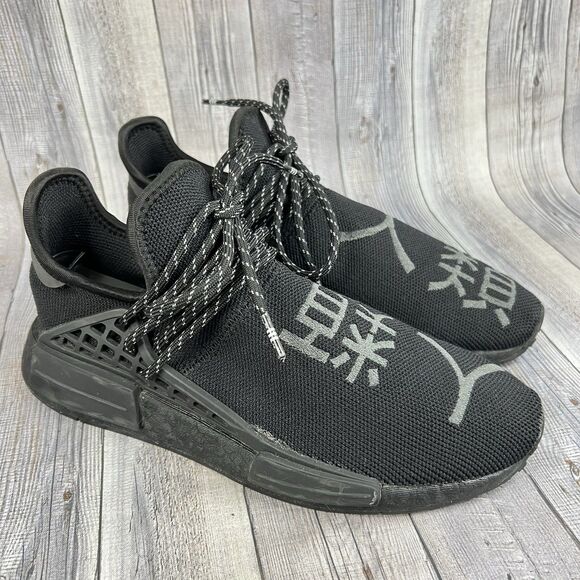 Adidas X Pharrell NMD Human Race Men's 7 US Sneakers Triple Black Women’s 8.5 US - Picture 1 of 9